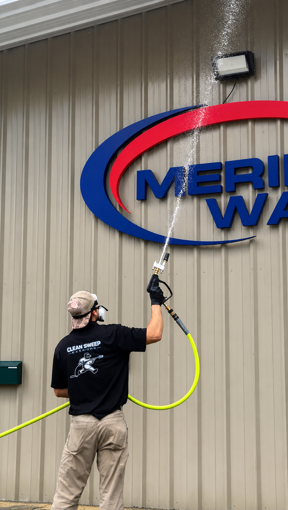 Clean Sweep Exterior crew restoring a commercial building