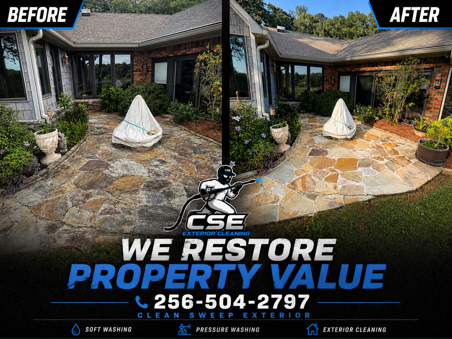 Flagstone walkway restored — Clean Sweep Exterior